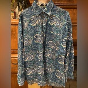 Men’s Alan Flusser Paisley Print Long Sleeve Button Down Shirt Size Large
